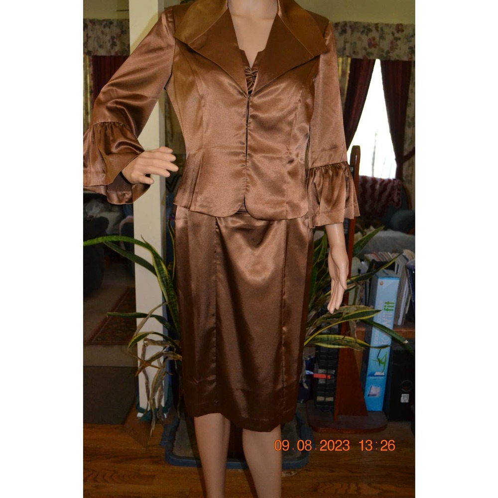 Bronze Satin Dress with coat (8)